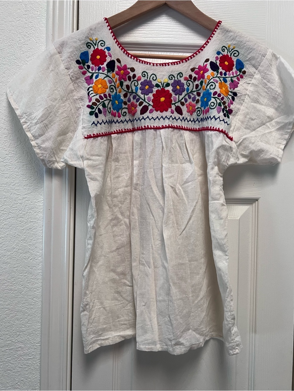 Mexican handmade floral embroidered blouse bohemian